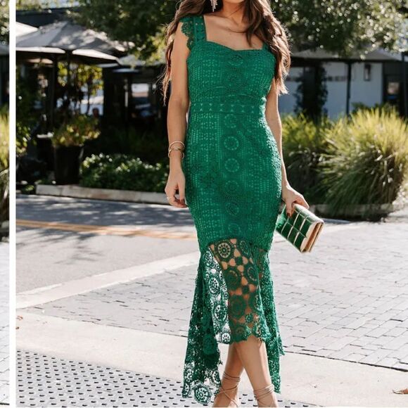 Vici emerald lace midi dress NWT - beautiful detail - S and M available - Picture 2 of 7